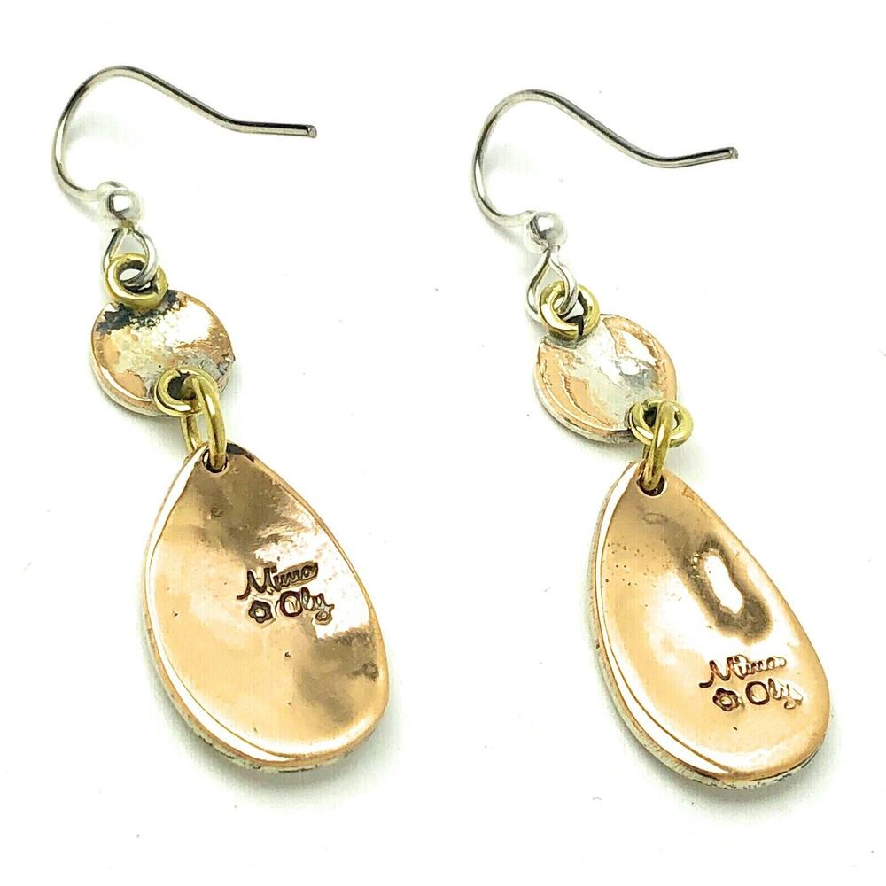Far Fetched Cutout Flower Dangle Earrings Handmade Silver Plated - Picture 5 of 7